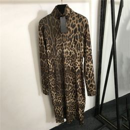 Luipaardprintjurken voor dames Designer Rokken met lange mouwen Lady Fashion Sexy slanke jurk