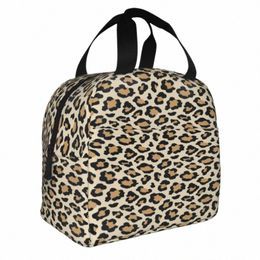 Bolsa de almuerzo con aislamiento con estampado de leopardo, portátil, con guepardo, animal, fresco, negro, marrón, gatos, color beige, para el almuerzo, bolsa enfriadora, caja de almuerzo Y4N9 #