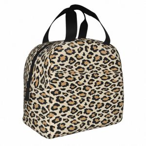 Sac à lunch isolé imprimé léopard Portable Cheetah Animal Cool Black Brown Cats Beige Lunch Ctainer Cooler Bag Tote Lunch Box Y4N9 #