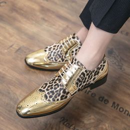 LEOPARD Fashion Fashion Brogue Leather Club Bar Dress Lace-Up Dancing Shoes Tamaño 39-45 Envío gratis Hot Hot