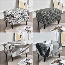 Leopard Print Ottoman Covers Spandex Rechthoek Kruk All-inclusive Foottool Meubilair Protector Sofa Voetsteun 211116