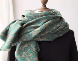 Luipaardprint Pashmina Sjaal Kasjmier Deken Sjaals Vintage Avocado Groen Verdikte Warme Dames Winter Wrap Damesmode216k3948808