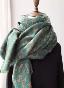 Leopardo estampado pashmina bufanda manta de cachemira chales vintage aguacate verde espesada cálida para mujer envoltura de invierno damas fashion6417508