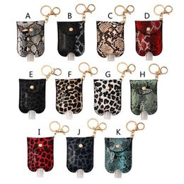 Porte-clés en cuir de bouteille de voyage en plastique étanche vide portable imprimé léopard pour clips de désinfectant pour les mains au sac femme bijou G1019