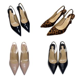 Sandalias con estampado de leopardo Zapatos de diseñador de moda para mujer Tacones altos con punta sexy Zapatos de fiesta con patrón de piel de serpiente Zapatos de vestir con tacón de aguja rojo 5A Cuero Negro Desnudo 36-41