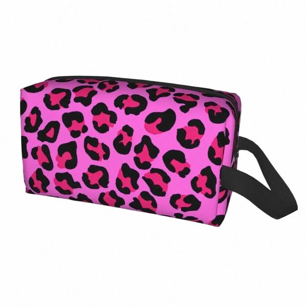 Bolsa de cosméticos con estampado de leopardo, bolsa de cosméticos con estampado de piel de animal de gran capacidad, estuche de maquillaje, almacenamiento de belleza, bolsas de aseo U58d #