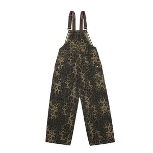 Pantalon de bandoulière à imprimé léopard pour hommes et femmes, pantalon de travail occasionnel de style rue à la mode dans l'ensemble