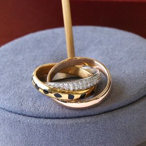 trinity ring met luipaardprint drie kleuren drie kleuren voor vrouw ontwerper maat 9 voor man verguld 18K diamant T0P kwaliteit kristal Europese maat met doos 003