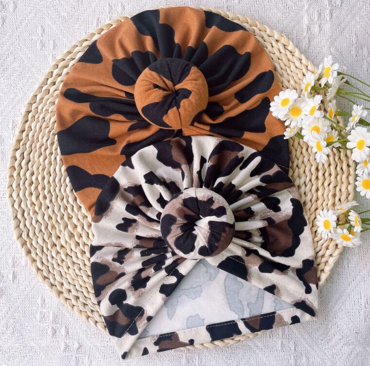 Leopard Print Turban bébé chapeau coton beignet knot knot Bonnet girls chapeau tout-né les accessoires