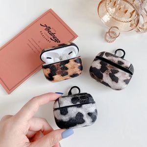 Leopard Print Vintage Lederen Opbergtas Cover voor TWS Apple Airpods 2 Pro Bluetooth Hoofdtelefoon Snake Holster Pouch Shell met Carabiner