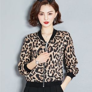 Veste à imprimé léopard veste mince-manteau collier collier à manches longues veste décontractée tops veste femme grand tops tops tops manteaux 201120