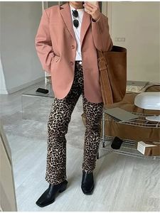 Jeans imprimé léopard pour femmes, pantalon crayon taille haute, Cheetah Y2k, Slim, jambe droite, Streetwear, vêtements Vintage, 240319