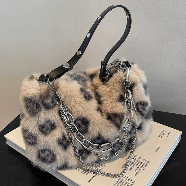 Estampado de leopardo Bolso de mensajero para mujer Mini bolsos de hombro Patrón de cebra de otoño Tote esponjoso Monederos pequeños 230209