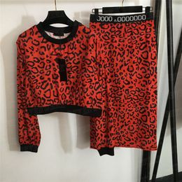 Luipaardprint Vrouwen Tops Jurk Tweedelige Letter Singelband Hoge Taille Rokken Bijgesneden T-shirts Trui Mode Pakken