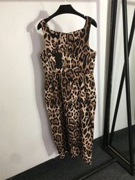 Designer imprimé léopard marron robes sexy Womens été mode singlet street style design vacances femmes robe femme vêtements