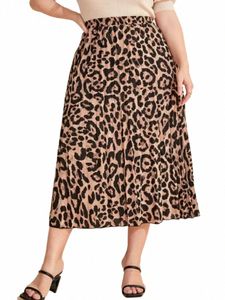 Jupes imprimées léopard pour femmes taille haute une ligne mi-mollet vintage élégant beau club soirée casual fête grande taille tenue O17E #