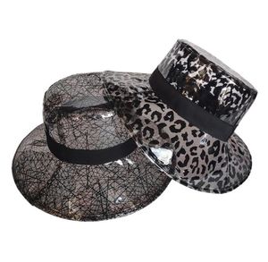 Luipaard PVC Rain Hat opvouwbare zachte waterdichte brede randkap Zon hoed voor vrouwen meisjes dames6522468