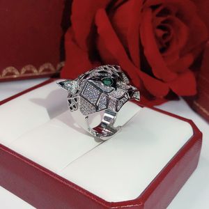 Bague léopard marque classique mode fête bijoux pour femmes or rose noir motif panthère mariage luxueux plein forage anneaux pour hommes