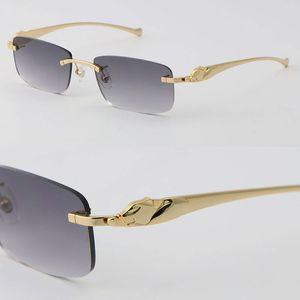 Verkoop UV400 bescherming 3524012 randloze zonnebril mode mannen vrouw sport zonnebril buiten rijden 18k goud metalen frame mannelijk en vrouwelijk maat: 54