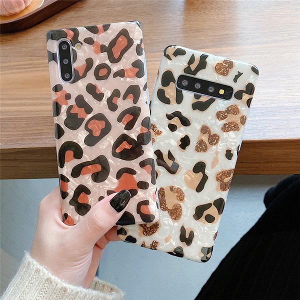 Coque en TPU souple léopard pour Iphone 12 11 Pro XR X XS 8 7 6S Samsung S20 Note10 S10 Animal Grain Sequin Shell Luxe Mode Téléphone Cove DHL