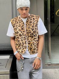 Leopard Vest Men Street Casual Fashion Verbe Verre V Vergo V-Neck Man Spring Summer Paper Clip Streetwear Sleevesless Jacket Boy 240408