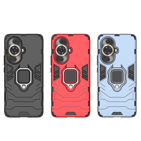 Support de voiture aimant ventouse étuis pour Huawei Nova 11 Pro 11 I Honor 90 Pro 80 SE 80SE béquille métal doigt anneau dur PC TPU Defender hybride antichoc téléphone couvertures arrière