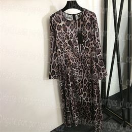 Léopard femmes tenue décontractée de luxe concepteur à manches longues robes marque charmante femmes robe