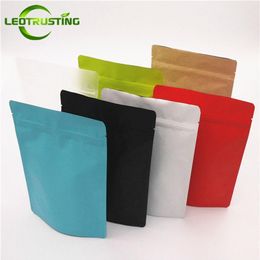 Leotrusting 50pcs debout sac à fermeture éclair en papier d'aluminium mat Doypack café moulu thé noix collations cuisine sacs de rangement d'épices Y1202198j