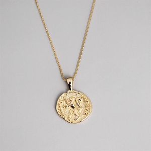 Leouerry 925 argent Sterling pièce irrégulière pendentif collier fait à la main antique romain Lion relief colliers pour femmes bijoux fins Q232j