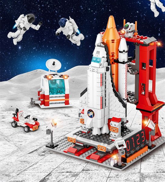 Ladrillo de juguete Bloque Lepin Nave espacial Bloque de construcción Centro de lanzamiento de lanzadera Kit de modelo de módulo de aterrizaje lunar Juego de bloques de construcción Figura Lanzador de cohetes Construir ladrillo Juguete de construcción para niños