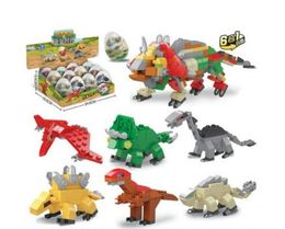 Juego de bloques de construcción de dinosaurios Lepin Toys 9060 Ladrillos para niños Kit de modelo de huevos de Pascua Ladrillo de construcción 6 en 1 DIY Bloques de figuras de dinosaurio de partículas pequeñas Twist Egg Blind Box Modelo Kit de construcción