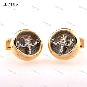 Lepton Hot Sale Movement Tourbillon Cufflinks for Mens Lepton High Quality Mechanical Watch Steampunk Gear Cuff Links Relojes Gemelos 847