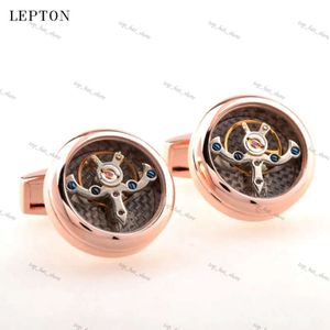Lepton Hot Sale Movement Tourbillon Cufflinks For Homme Lepton High Quality Mechanical Watch Steampunk Gear Cuff Links Relojes Gemelos 325