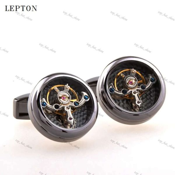 Lepton Hot Sale Movement Tourbillon Cufflinks for Mens Lepton High Quality Mechanical Watch Steampunk Gear Cuff Links Relojes Gemelos 764