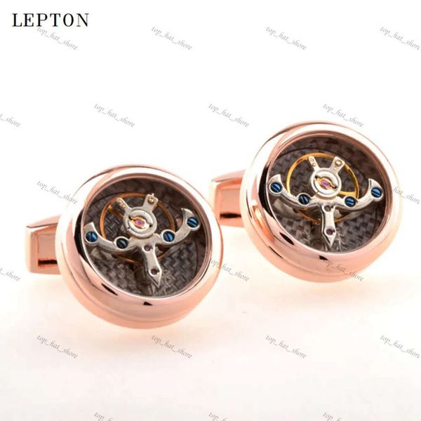 Lepton Hot Sale Movement Tourbillon Cufflinks For Homme Lepton High Quality Mechanical Watch Steampunk Gear Cuff Links Relojes Gemelos 325