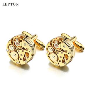 Lepton Movement manchetjes voor herenbedrijf Steampunk Gear Watch Mechanisme Cufflink Men Men Wedding Cuff Links Relojes Gemelos