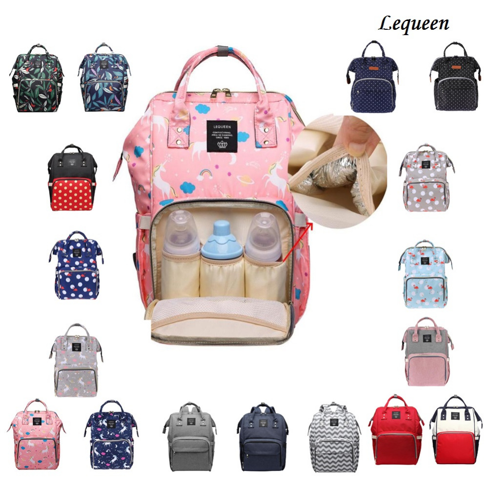 Lequeen Borsa per allattamento Mummia Maternità Pannolini Marca Borsa per bambini di grande capacità Zaino da viaggio Designer Infermieristica per la cura del bambino