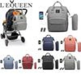Lequeen USB Mummy Zwangerschap Nappy Bag Merk grote capaciteit Baby Bag Travel Backpack Designer Nursing Bag For Baby Care Y2001073195726