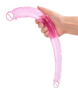 Lesbien Sextoy Long Jelly Double Dildo réaliste Soft Double Penis Double pénétration Big Dick Adult Sex Toys for Woman T2006763827