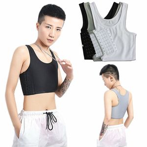Lesbische sportkleding borst trans crop top plat borst binder les corset stretch body vorming buckle tomboy bra tank 220614