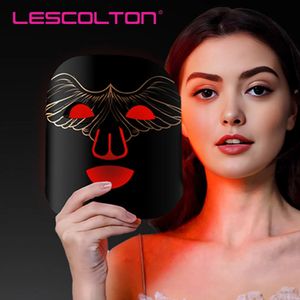 Lescolton Siliconen LED Mask Mask Red Blue Light Therapy Infrarood Face Pons Skin Care Wrinkle Rejuvenation 240318