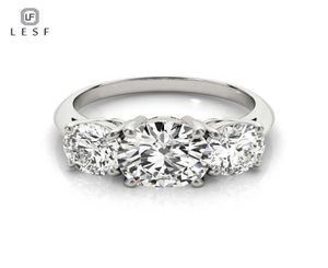 LESF 925 STERLING Silver Women039S Ring 3 Pierres 2 Carats Round Cut Sona Simulate Diamond Wedding Engagement Rings 2103306147194