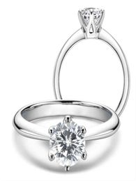 LESF Moissanite diamant 925 bague de fiançailles en argent classique rond femmes 039s cadeau de mariage taille 0510 Carat6583932