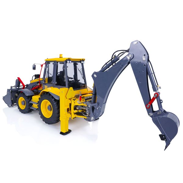 LESU 1/14 MÉTAL HYDRAULIC RC Backhoe chargeur MultifiConction Aoue BL71 Radio Control Yellow Digger Adult Outdoor Toys