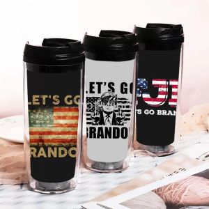 Let's Go Brandon Tumblers Double couche Fashion Plastic Water Cup Portable FJB Drink Coffee Cups FY5120