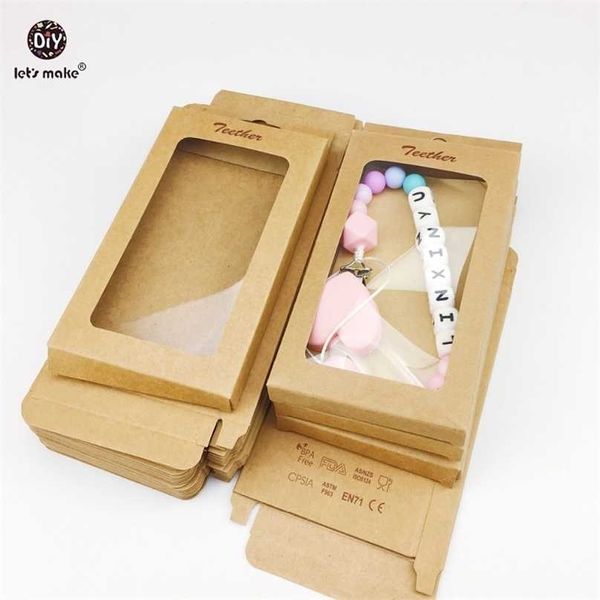 Faisons un cadeau pour bébé / marchandise / boîte d'emballage 50pcs papier kraft emballage de mariage fourniture de bijoux accessoires d'allaitement anneau de dentition 211106