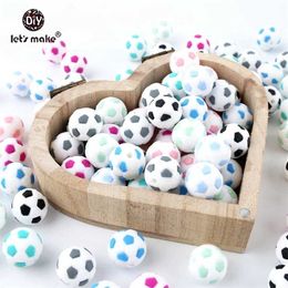 Laten we Silicone Football 20pc BPA maken Gratis bijtring kauwen kralen DIY ambachten accessoires Nursing hanger 211106