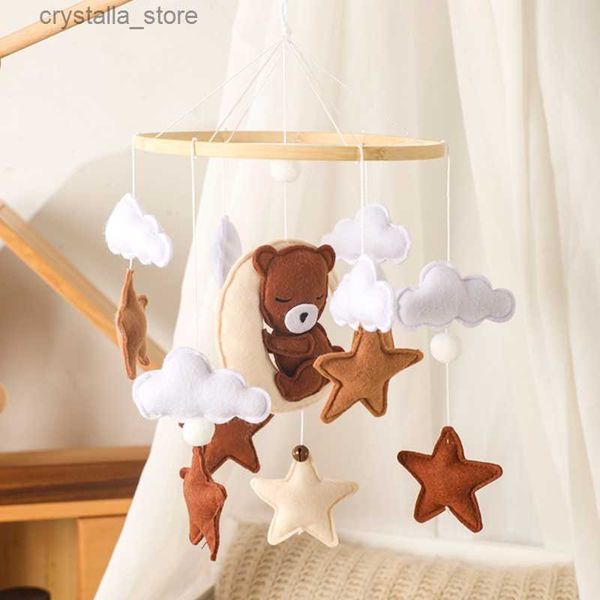 Faisons des hochets en bois pour bébé en feutre doux ours de bande dessinée nuageux étoile lune suspendu lit cloche mobile berceau Montessori éducation jouets L230518