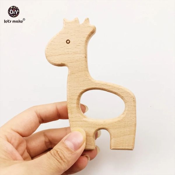 Faisons une girafe en bois 10 pièces, pendentif en bois de hêtre inachevé de grande taille, accessoire de dentition fait à la main, jouet de dentition en bois, breloques 231225