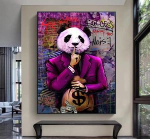 Laat uw succes de lawaaiposters maken en afdrukken Graffiti Art Canvas Paintings Abstract Panda Wall Art Pictures for Living Room 3882398